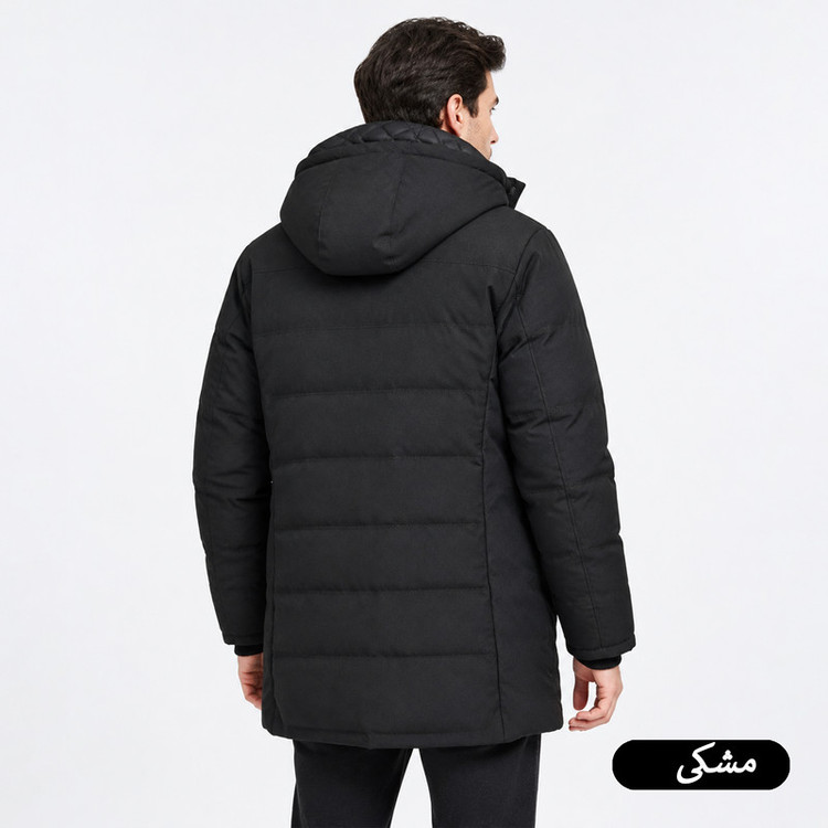 کاپشن بلند مردانه کلاه دار مدل Norvane کد M6010