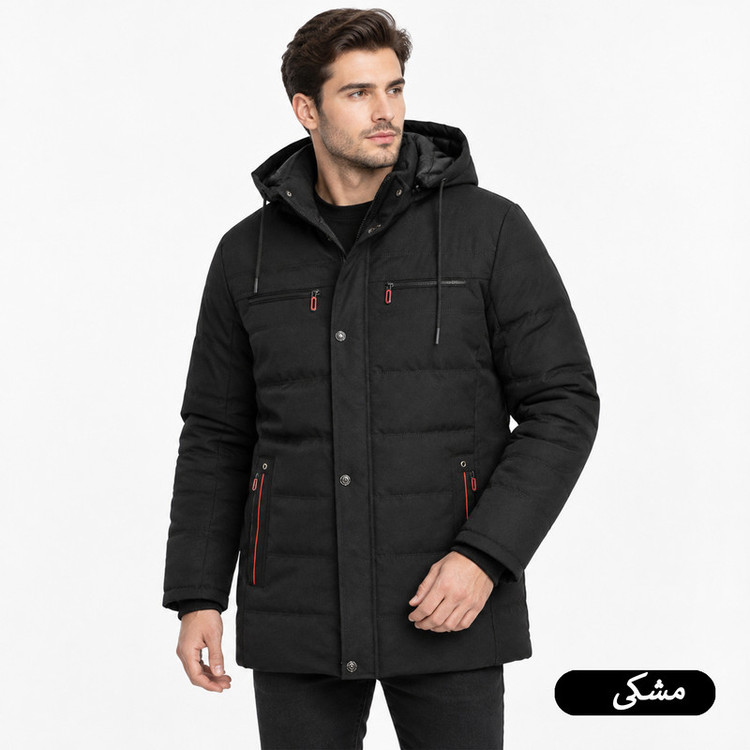 کاپشن بلند مردانه کلاه دار مدل Norvane کد M6010