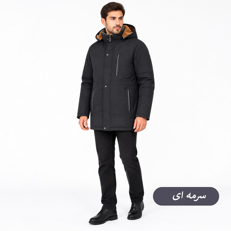 کاپشن بلند مردانه آستر خزدار مدل Cavren کد M6004
