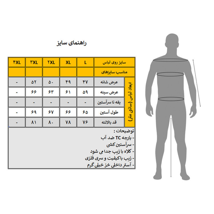 کاپشن بلند مردانه آستر خزدار مدل Cavren کد M6004