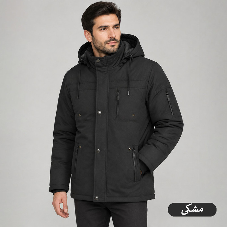 کاپشن بلند مردانه کلاه دار مدل Torven کد M6003