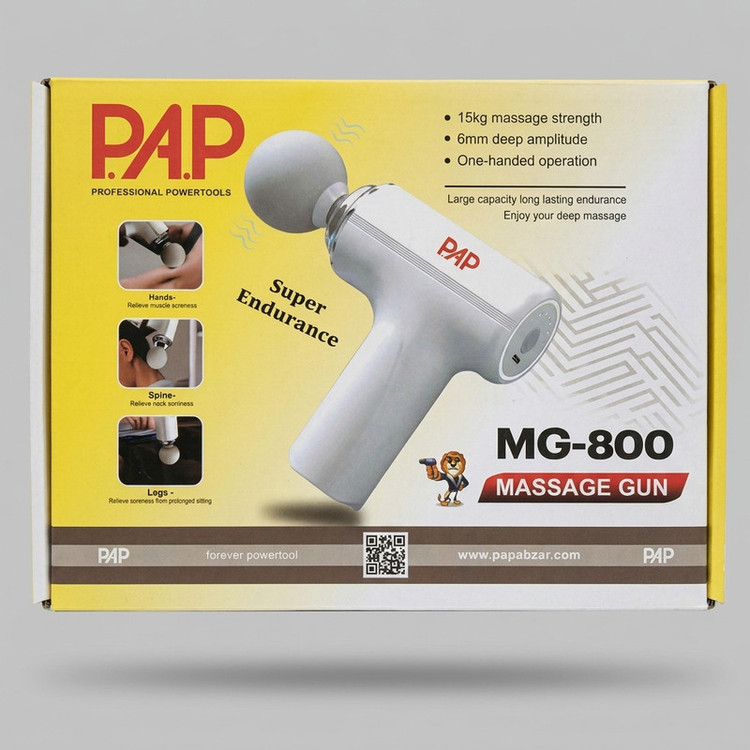 ماساژور برقی پی ای پی مدل MG-800 با موتور Brushless، توان 25 وات، باتری 2400 میلیآمپر ساعت، 4 سری ماساژ، دارای 6 حالت تنظیم سرعت و نشانگر شارژ باتری