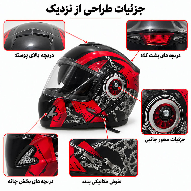 کلاه کاسکت فک متحرک مدل F-2 کد 02MED