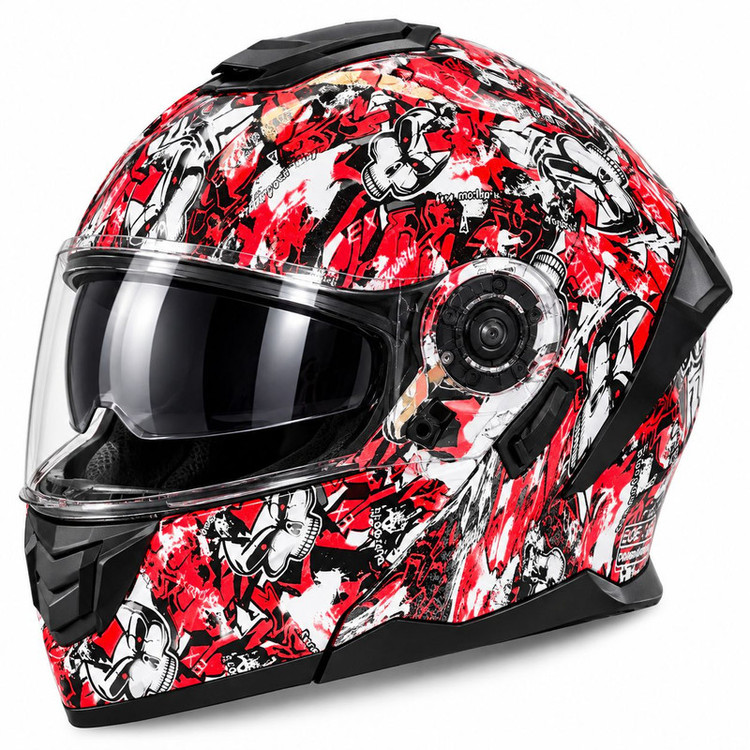 کلاه کاسکت فک متحرک عینک دار لائوس مدل Skull Fire X کد 2460