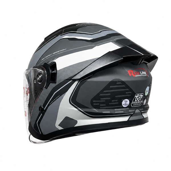 کلاه کاسکت سه چهارم بدون فک ردلاین مدل MATT BLACK / Grey Galaxy 966