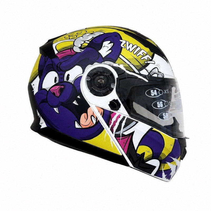 کلاه کاسکت فک متحرک راپیدو مدل MATT WHITE PURPLE