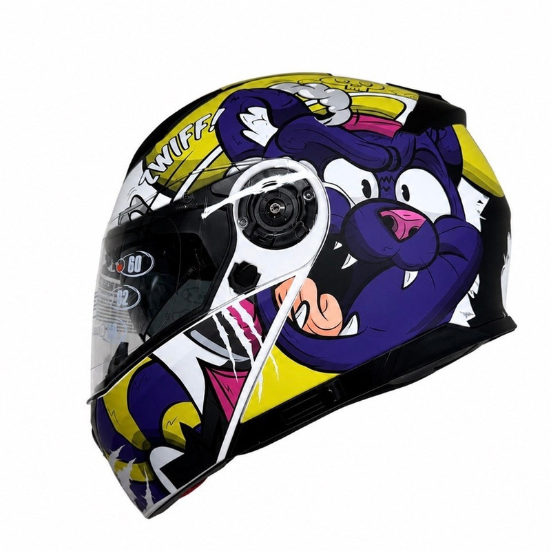 کلاه کاسکت فک متحرک راپیدو مدل MATT WHITE PURPLE
