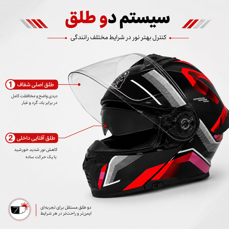 کلاه کاسکت تمامصورت فک متحرک ریما مدل PIXLE