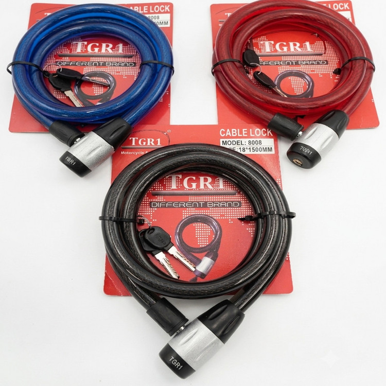 قفل موتورسیکلت کابلی تی جی ار وان سایز 1500*18 میلی متر مدل 8008