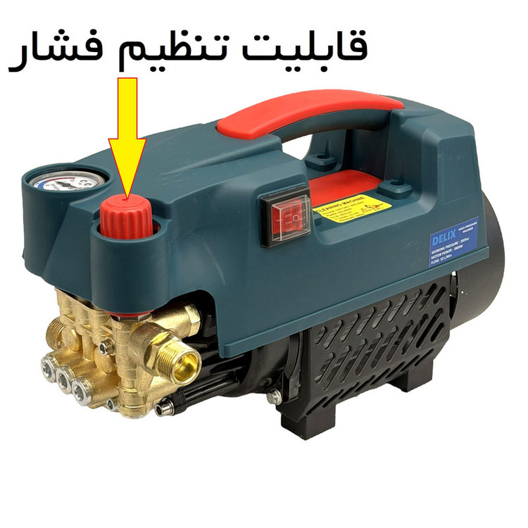 کارواش برقی ۲۸۰ بار ۳۸۰۰ وات با موتور دینامی دلیکس کد BS3800W با حداکثر دبی ۱۰ لیتر در دقیقه دارای دیمر جهت تنظیم فشار