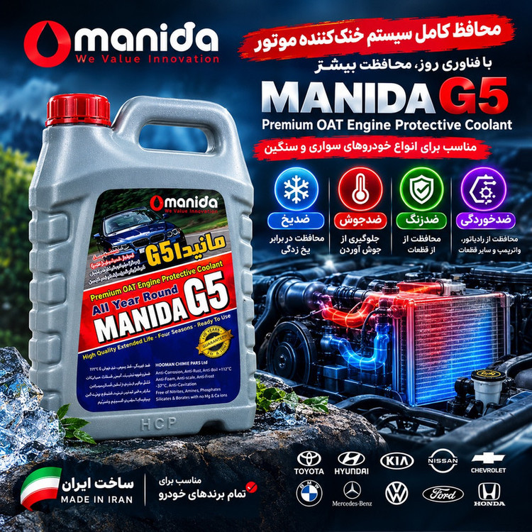 ضدیخ 50/50 مانیدا مدل G5 حجم 4 لیتر