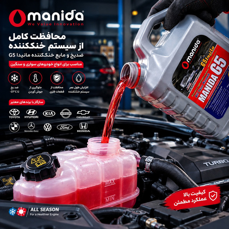 ضدیخ 50/50 مانیدا مدل G5 حجم 4 لیتر