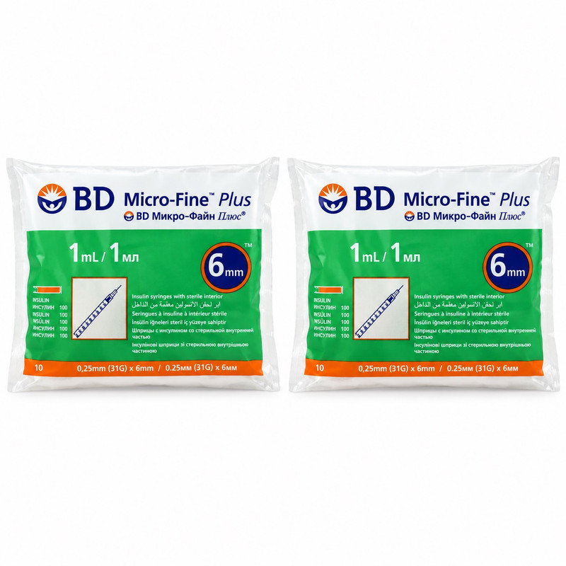 سرنگ انسولین بی دی مدل Micro-Fine Plus ظرفیت 1 میلی‌لیتر بسته 20 عددی