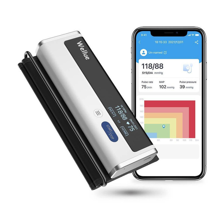 فشارسنج بازویی دیجیتال ولو مدل Armfit با کاف یکپارچه قابل تنظیم 22 تا 42 سانتیمتر، اتصال بلوتوث به اپلیکیشن، حافظه 31–60 رکورد، اندازهگیری فشار خون و ضربان قلب، شارژی و قابل حمل