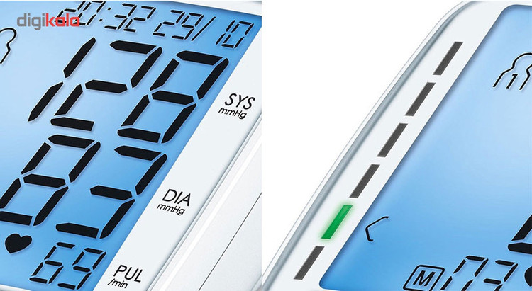 فشارسنج بازویی بیورر مدل BM47 با 120 حافظه برای 4 کاربر، نمایشگر LCD بزرگ، تشخیص آریتمی و ضربان نامنظم، هشدار خطای محاسباتی و خاموشی خودکار