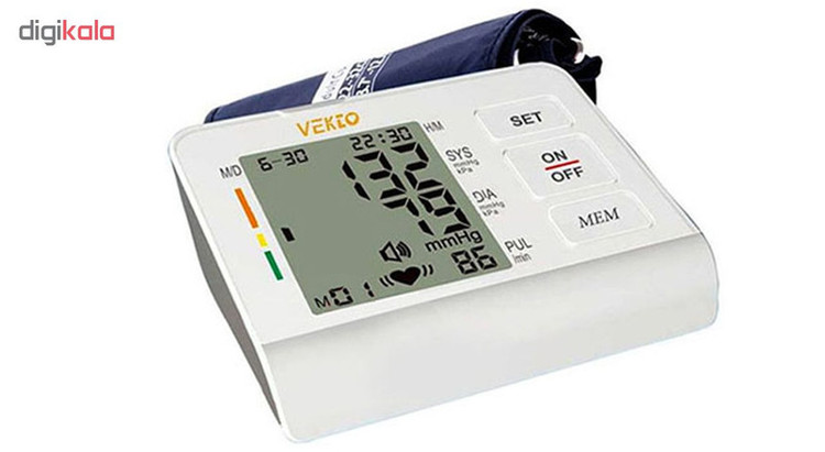 فشارسنج بازویی سخنگو وکتو مدل PG-800B15S با قابلیت ذخیره 90 حافظه، اعلام نتیجه به زبان فارسی، نمایش میانگین نتایج، کاف فنری 22 تا 32 سانتیمتر، اندازهگیری فشار و ضربان قلب، منبع تغذیه برق و باتری و همراه تبسنج دیجیتال VT900