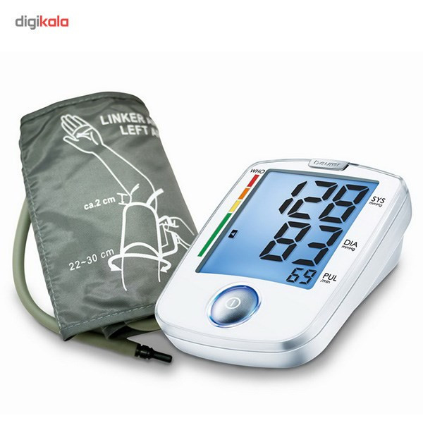 فشارسنج دیجیتال بازویی بیورر مدل BM44 با نمایشگر بزرگ LCD، قابلیت تشخیص آریتمی، هشدار خطا، حافظه دو کاربر، مناسب بازو 22 تا 30 سانتیمتر و خاموشی خودکار