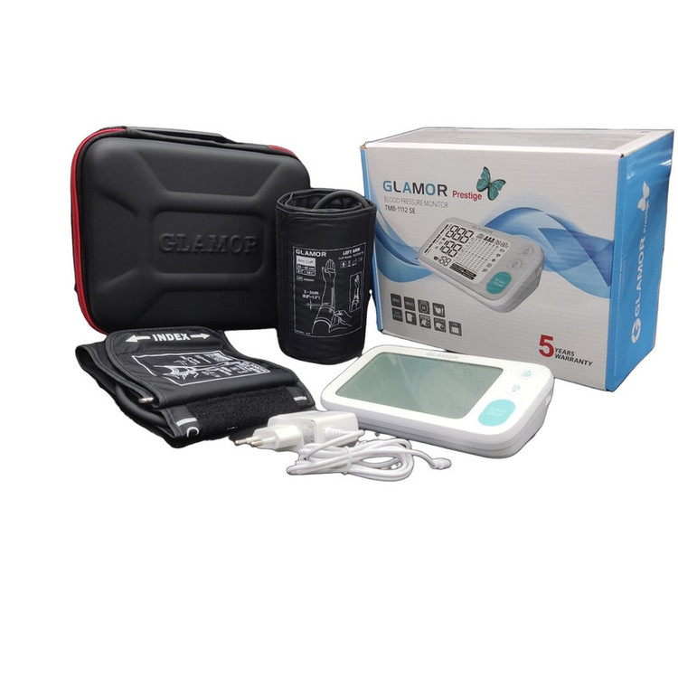 فشارسنج دیجیتال بازویی گلامور مدل TMB-1112 SE با قابلیت اتصال به گوشی، تشخیص ضربان نامنظم و اخطار تکان خوردن، حافظه ذخیره 250 اندازهگیری و اعلان صوتی فارسی