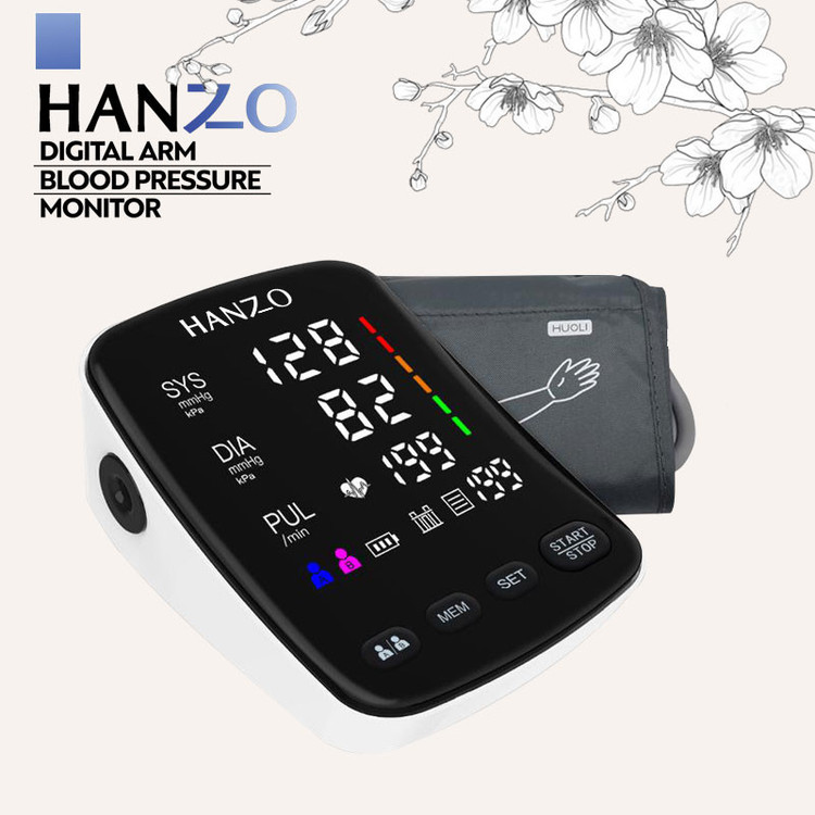 فشارسنج بازویی هانزو مدل U82 با کاف 22 تا 42 سانتیمتر، نمایشگر LED چندرنگ، حافظه 199 رکورد برای 2 کاربر، هشدار آریتمی، نمایش تاریخ و میانگین نتایج، منبع انرژی برق و باتری، کیف ضد ضربه