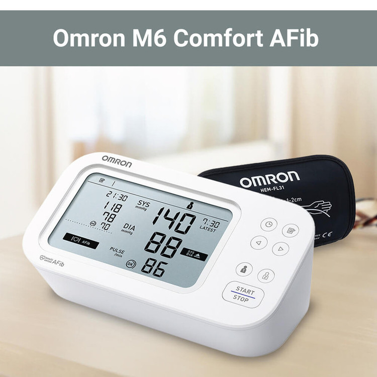 فشارسنج دیجیتال بازویی امرن مدل M6 Comfort AFib با کاف هوشمند Intelli Wrap 360 درجه، تشخیص آریتمی و فیبریلاسیون دهلیزی، حافظه دوکاربره با ظرفیت ذخیره 100 رکورد برای هر کاربر، نمایشگر LCD بزرگ و فناوری Intellisense برای تنظیم خودکار فشار باد