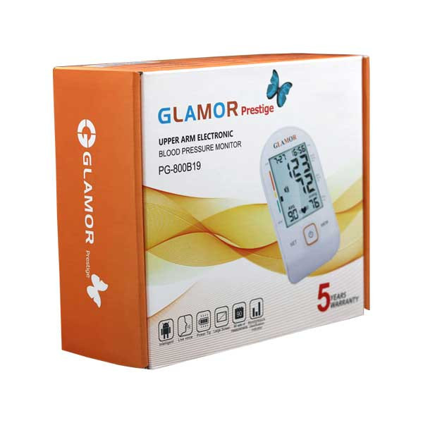 فشارسنج دیجیتال بازویی گلامور مدل PG-800B19 با قابلیت اعلان صوتی فارسی، تشخیص آریتمی قلب، حافظه 90 جایگاه، دو عدد کاف سایز 22 تا 42 سانتیمتر و عملکرد با برق و باتری