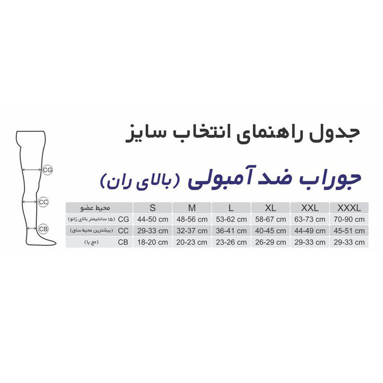 جوراب واریس طب و صنعت مدل ضد آمبولی بالای ران کد 75100